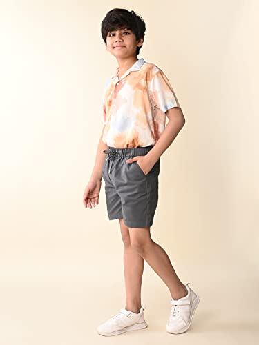 Image of LILPICKS Boys Ombre Printed Shirt With Shorts Set (Multi Grey)