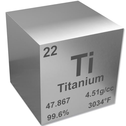 Image of Titanium 0.5 inch Metal Density Cube - 99.6% Pure Element for Chemistry - Periodic Table Design Educational Scientific Elemental Specimen