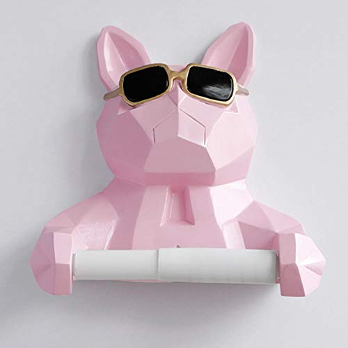 Tierisches Gewebe Box Statue Figurine Hanging Gewebe-Halter-WC Waschraum-Wand-Ausgangsdekor Rollenpapier Tissue Box-Halter Wandhalterung,Pink Dog