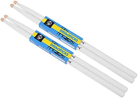 MILISTEN 2 Pairs White Maple Percussion Drum Sticks Maple Wood Drumsticks Non Slip Drum Sticks Wood Tip Maplewood Drumstick for Kids Students and Adults