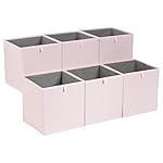 Amazon Basics Cube Organizer Bins, Collapsible Storage Baskets for Shelves, Peony Pink, Pack of 6, 13x15x13"