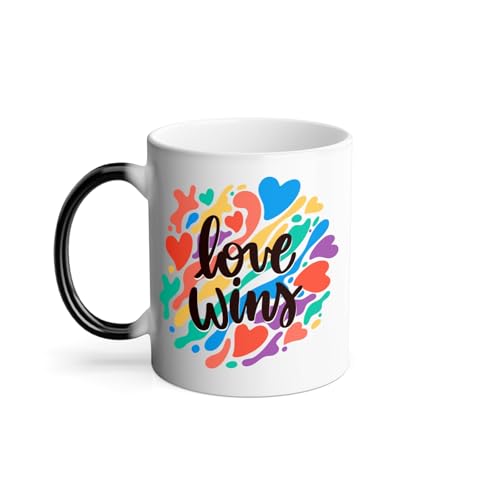 Thermoreagierende Tasse Magische Tasse – Love Wins Farben LGBT Regenbogenfarben Liebe Gay Trans Lesbisch – 325 ml