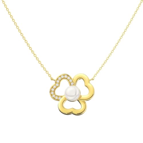 Collier de perles d'eau douce véritables et argent sterling 925 plaqué or 14K