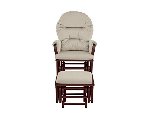 Image of Suite Bebe Madison Nursery Rocking Chair with Ottoman, Wooden Glider for Baby Nursing, Smooth Gliding Rocker, Espresso and Beige