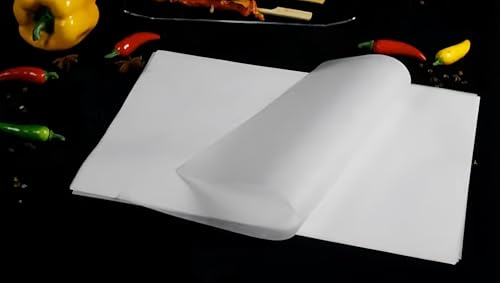 Gamire 食品用 ワックスペーパーシート ベーキング紙 天ぷら敷紙 クッキングシート あぶらとり紙 500枚入 ホワイト 耐熱 耐油 軽量 持ち運び ベーキングペーパー オーブンペーパー クラフト紙 キッチン 業務用 家庭用 (15*20cm,ホワイト