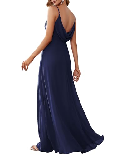 Image of Ever-Pretty Women's Summer Backless Spaghetti Strap Chiffon Bridesmaid Dresses Empire Waist Formal Wedding Guest Dress