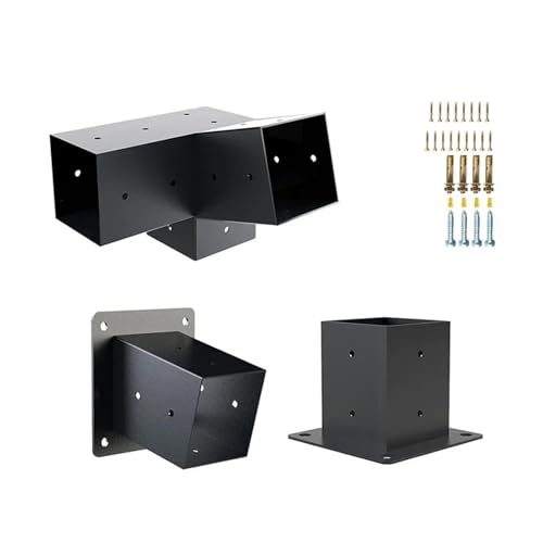 Slanted Roof Pergola Brackets Wall Mount with Hardware 4x4 Inch Porch Gazebo Home Garden Shade Accessories and Parts(A) - Image 3