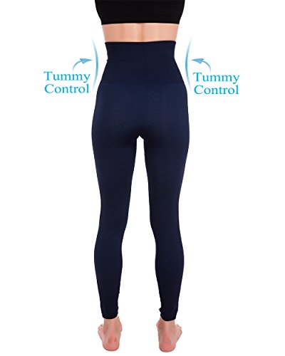 Homma High Waist Compression Leggings for Women Tummy Control Postpartum Leggings Seamless Yoga Workout Pants Navy XL