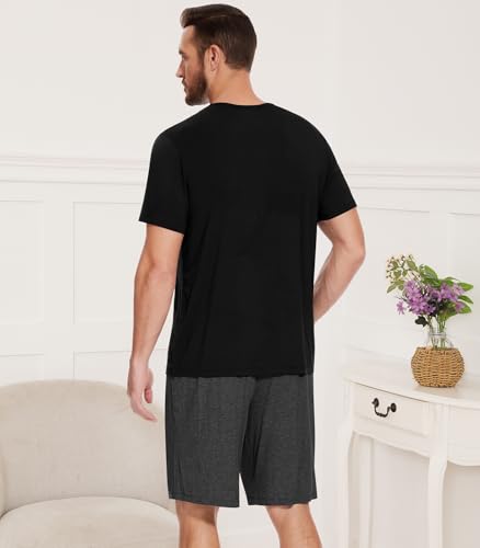 Image of NACHILA Men's Bamboo Viscose Pajamas Set Raglan Short Sleeve Shorts Pjs
