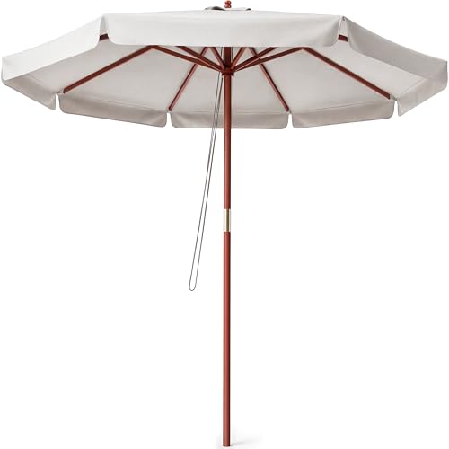 Kingsleeve® Parasol en bois de 3,3 m avec protection UV 80+ et housse de protection | Grand parasol rond de 330 cm pour jardin, terrasse, hydrofuge et...