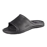 totes Men's Everywear Lightweight Waterproof Contoured Sport Slide Sandal, Black-Classic, 10 US