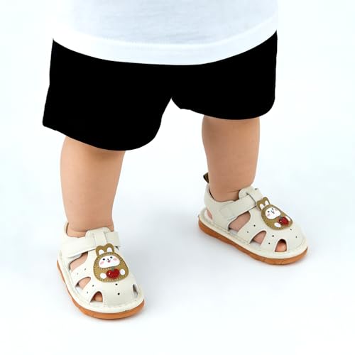 Image of SOFMUO Baby Boys Girls Closed Toe Squeaky Sandals Toddler Summer Shoes | Soft Non-Slip Rubber Sole,Closed Toe Protection,Adjustable Strap,Squeaky Design,Summer Outdoor Prewalkers