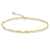 14K Gold Plated Anklets for Women Gold Plated Ankle Bracelet for Women Singapore Chain Mimics Gentle Ripples Singapore Ankle Bracelets for Womens