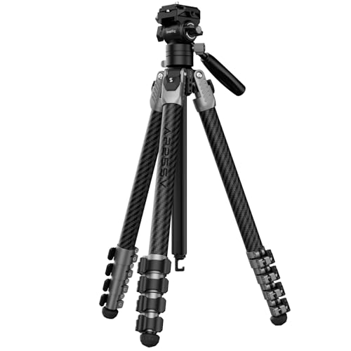 Image of SmallRig 63" Portable Travel Tripod for iPhone and Camera, 160cm Carbon Fiber Video Tripod Stand with Compact Size 52cm/ 20.5" but 3kg Playload Fluid Head for Outdoor Photography AP255Pro