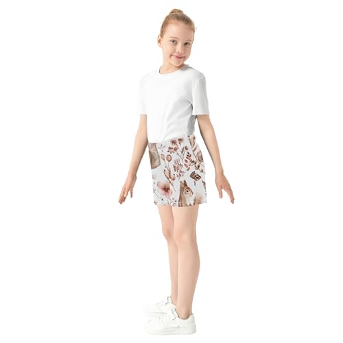 Girls Athletic Shorts Cute Squirrel Forest Brown Kids Casual Summer Animal Print Pajama Sleep Activewear, X-Small4