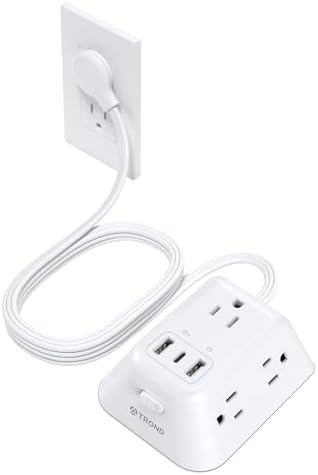 TROND 10 Feet Surge Protector Power Bar, 3-Sided Flat Plug Extension ...