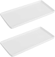 Vista 1 de Bandeja de baño para encimera de 10 pulgadas, juego de 2, bandeja de tocador de cerámica, bandeja organizadora, bandeja para jabón de cocina (blanco)