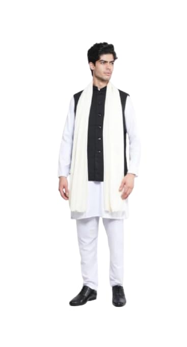 Plain Woollen Lohi For Men | Trendy Winter Wear Lohi/Shawl (off White)-image-21