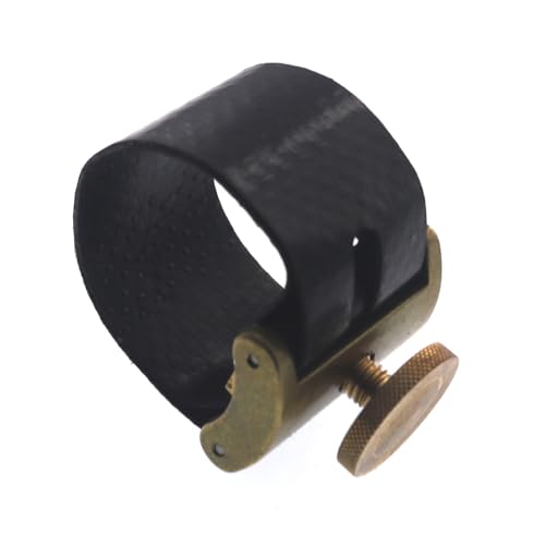 Ligature de saxophone en cuir PU avec vis unique pour bec de clarinette et sax