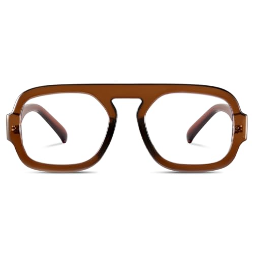 Image of Aviator Blue Light Blocking Glasses for Women Men Square Flat Top Computer TV Eyeglasses Anti Eyestrain