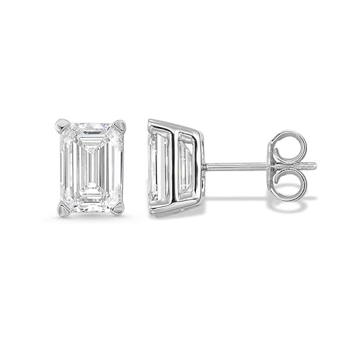 IGI Certified 1/2 to 4 Carat Emerald Cut Lab Grown Diamond Fancy Shape Stud Earrings for Women in 14k Gold (G-H Color, VS1-VS2 Clarity, 0.50 to 4.00 cttw) Push Back Studs by Carbon Atelier