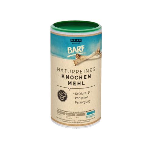 grau Barf - Naturreines Knochenmehl für Hunde bei Rohfleischfütterung 800 g