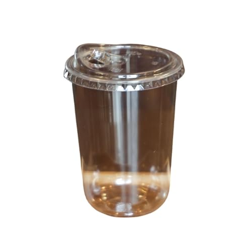 Dlwk 100個入り 360ml/400ml/500ml 透明プラスチックカップ プラカップ 蓋付き 直接飲める蓋付き 使い捨てカップ アイスコーヒー 冷たい飲み物 ジュース スムージー カップ蓋に最適 (直接飲める蓋,500ml(100個)) [並行輸