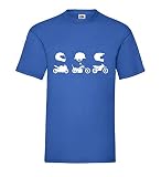  Shirt84.de - Camiseta de motorista con casco para hombre azul real M