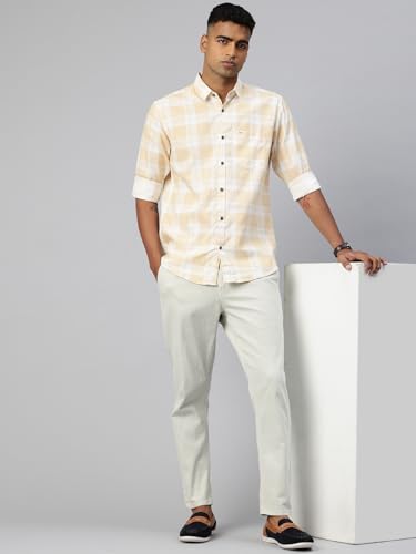 Image of Majestic Man Comfort Slim Fit Pure Cotton Checked Casual Shirt