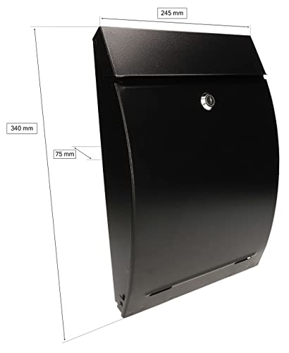 KOTARBAU® Brievenbus 340x245x75mm zwart mat formaat A-4 convex voor kranten vluchtbladen - Afbeelding 4