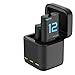 TELESIN Dreifach-Ladegerät und Akku-Speicherbox mit 3 Kanälen Ladegerät mit 2 wiederaufladbaren Lithium-Ionen-Akkus für Gopro Hero 11/10/9 Black (Ladegerät + 2 Akkus) - Aktualisierung