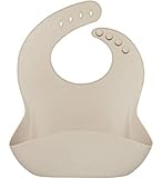 Loulou Lollipop Waterproof Silicone Feeding Bib for Babies and Toddlers, Easy to Clean, Adjustable Fit and Catch-All Pouch - Sand
