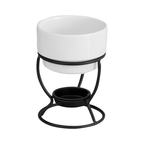 Qianly Tea Light Porcelain Melting Pot Chocolate Fondue Pot,Engagement Birthday,Broth Melt Pot Butter Warmer Cheese Fondue Pot, White