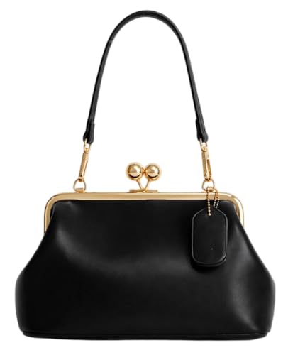 Image of Slouchy Kiss Lock Crossbody Bags Women Crescent KissLock Cross Body Hobo Shoulder Purses Kiss Clasp Hobo Handbags Wallet