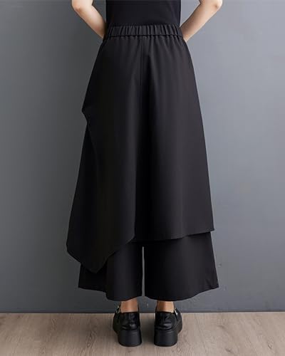 ellazhu Women's Puffy Drawstring Elastic Waist Wide Leg Harem Pants GZ177 A2