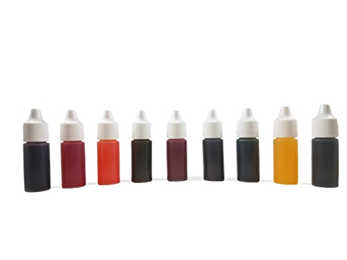 9 Liquid Dye Colorant Set For Soap Coloring, Bath Bomb Making - Plum, Brown, Lemon, Black, Rose, Peach, Turquoise, Wine, And Green (10 Ml Each Color) #TOP2