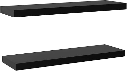 Miniatura 3 de 2 estantes flotantes de pared, color negro, 39.4 x 7.9 x 1.5 pulgadas