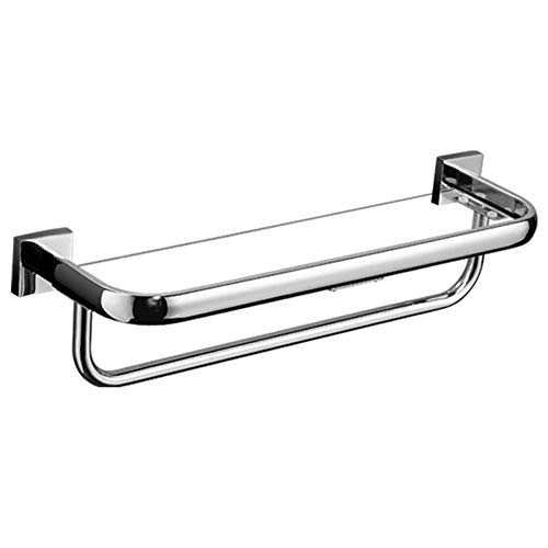 Étagère murale en verre trempé et acier pour salle de bain
