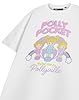 Polly Pocket Women's Classic Cartoon T-Shirt in White | Pollyville Theme Graphic Tee | Crew Neck Short Sleeve Top Characters Apparel | Plain Style Casual Wear | Pull On Tee #5