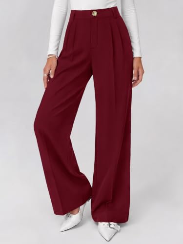 KIRUNDO 2026 Fall Wide Leg Pants for Women High Waisted Slack(Burgundy,M) - image 7