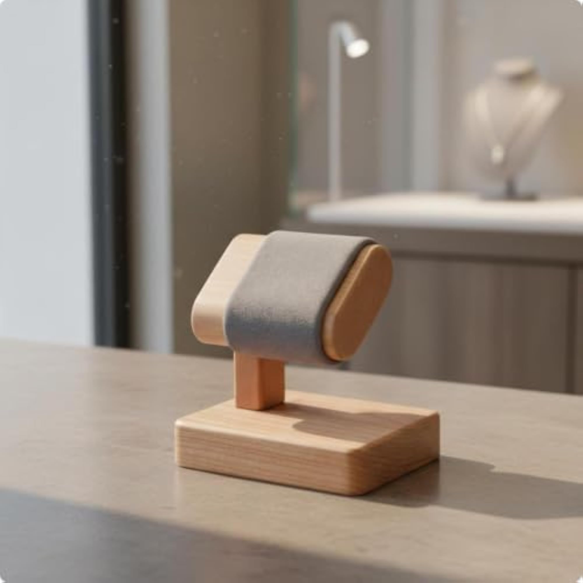 Watch Display Stand Padded Hardwood Organizer, Dark Gray