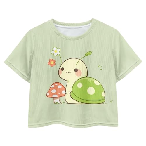 Girls Fashion Crewneck Tee Shirts Casual Short Sleeve Crop Top Summer Outfits 5-14 Year