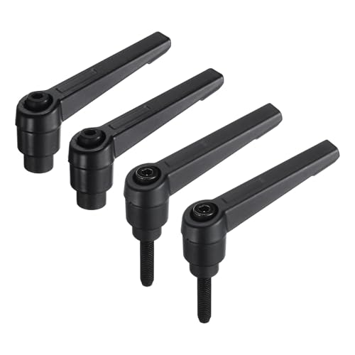 Image of uxcell 4pcs Clamping Lever Adjustable Handle Set Metric M5 x 20mm Male & M5 Female Thread Level Handles Hand Stud Knobs Quick Release Black for Lathe Machinery