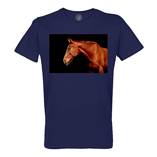 T-shirt homme en coton bio avec un magnifique imprimé de cheval pur-sang marron