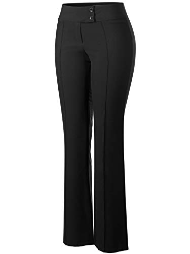 Design by Olivia Women's Relaxed Bootcut Dress Pants Trousers Slacks with Button Closure2