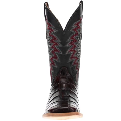Image of Vaccari Men's Navarro Genuine Alligator Tail Leather Broad Square Toe Cowboy Boots