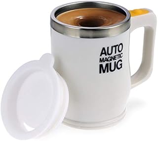 SHEENO Electric Self Stirring Coffee Mug, 400ML Stainless Steel Auto Magnetic Mug, Auto Mixing Cup for Coffee Tea Hot Chocolate Milk Cocoa Protein (White)