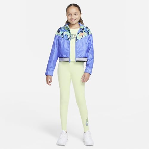 Nike Sportswear Windrunner Big Kids’ (Girls’) Printed Jacket (Large, Royal Pulse/Orange Chalk)