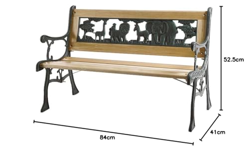 Siena Garden kinderbank, 41 x 84 x 52,5 cm, frame: ijzer, gelakt in antiek-groen, oppervlak: hardhout in natuur - Afbeelding 3