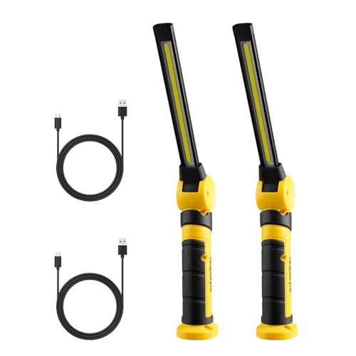 Napatyre LED Torch Rechargeable, 4000mAh Rechargeable Work Light with 120° Rotate & Magnetic Base, 1000 Lumens Portable Inspection Lamp 3 Modes Mechanic Light for Home Work Emergnecy Use (2 Pack)